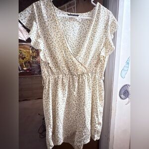 SHEIN Yellow Floral Wrap-Style Shorts Romper